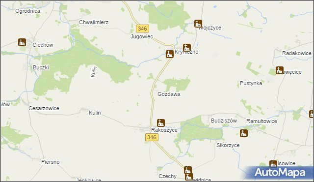 mapa Gozdawa gmina Środa Śląska, Gozdawa gmina Środa Śląska na mapie Targeo