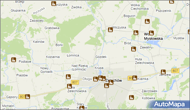 mapa Gózdek gmina Żelechów, Gózdek gmina Żelechów na mapie Targeo