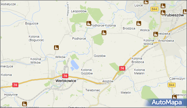 mapa Gozdów gmina Werbkowice, Gozdów gmina Werbkowice na mapie Targeo