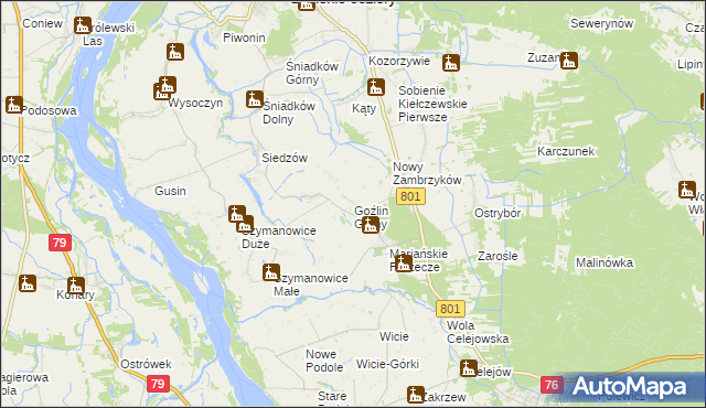 mapa Goźlin Górny, Goźlin Górny na mapie Targeo