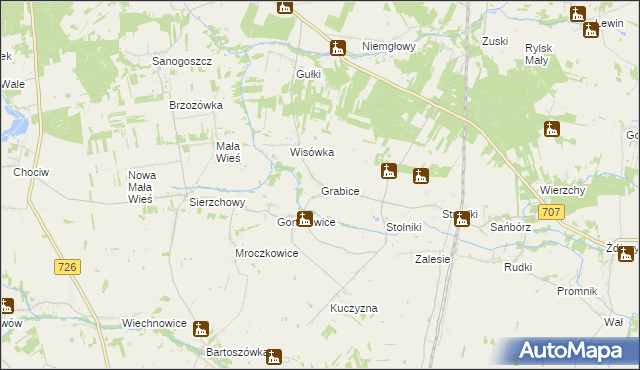 mapa Grabice gmina Cielądz, Grabice gmina Cielądz na mapie Targeo