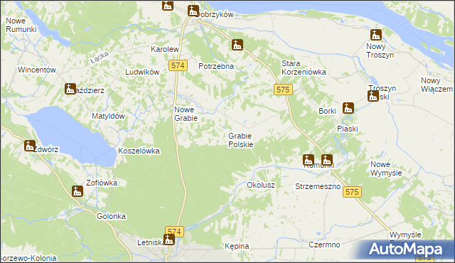 mapa Grabie Polskie, Grabie Polskie na mapie Targeo