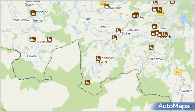 mapa Grabiszyce Górne, Grabiszyce Górne na mapie Targeo