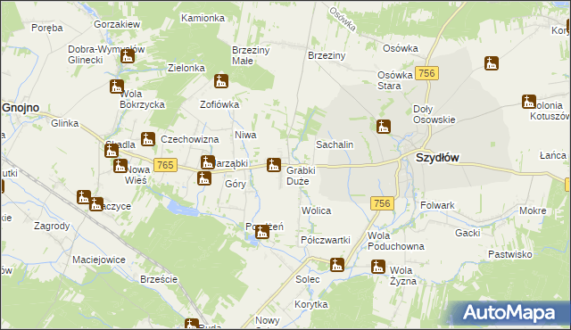 mapa Grabki Duże, Grabki Duże na mapie Targeo