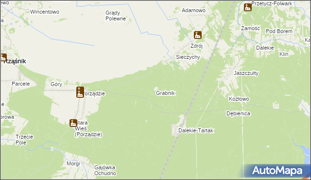 mapa Grabnik gmina Rząśnik, Grabnik gmina Rząśnik na mapie Targeo