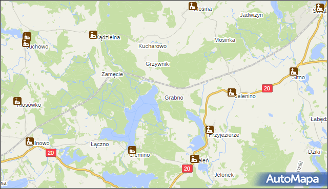 mapa Grabno gmina Borne Sulinowo, Grabno gmina Borne Sulinowo na mapie Targeo