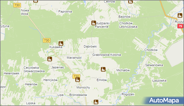 mapa Grabnowola-Kolonia, Grabnowola-Kolonia na mapie Targeo