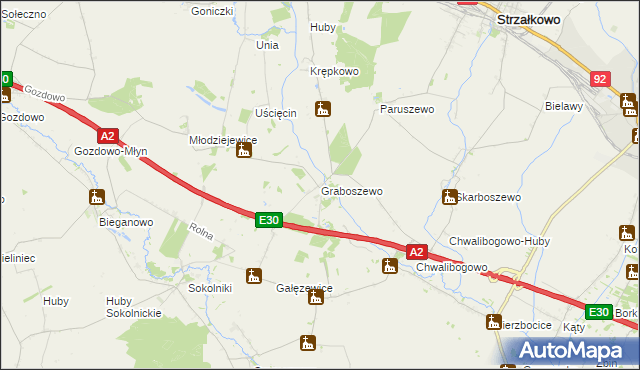 mapa Graboszewo gmina Strzałkowo, Graboszewo gmina Strzałkowo na mapie Targeo