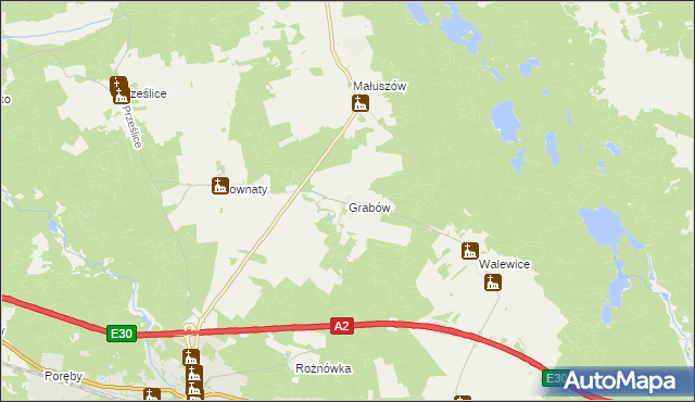 mapa Grabów gmina Torzym, Grabów gmina Torzym na mapie Targeo
