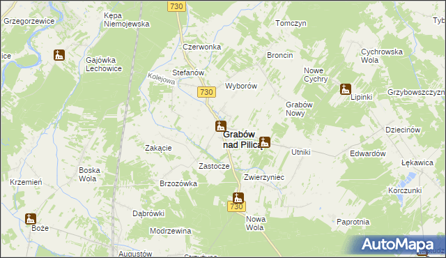 mapa Grabów nad Pilicą, Grabów nad Pilicą na mapie Targeo