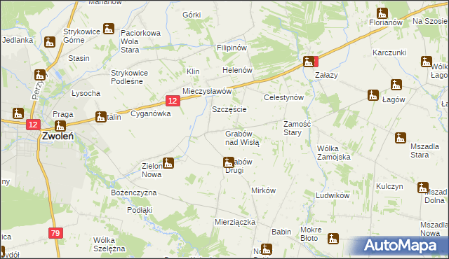 mapa Grabów nad Wisłą, Grabów nad Wisłą na mapie Targeo