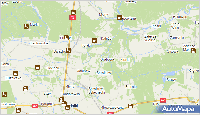mapa Grabowa gmina Pątnów, Grabowa gmina Pątnów na mapie Targeo
