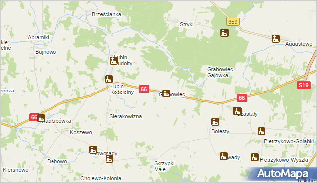 mapa Grabowiec gmina Bielsk Podlaski, Grabowiec gmina Bielsk Podlaski na mapie Targeo