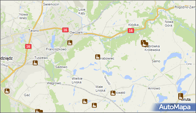 mapa Grabowiec gmina Grudziądz, Grabowiec gmina Grudziądz na mapie Targeo