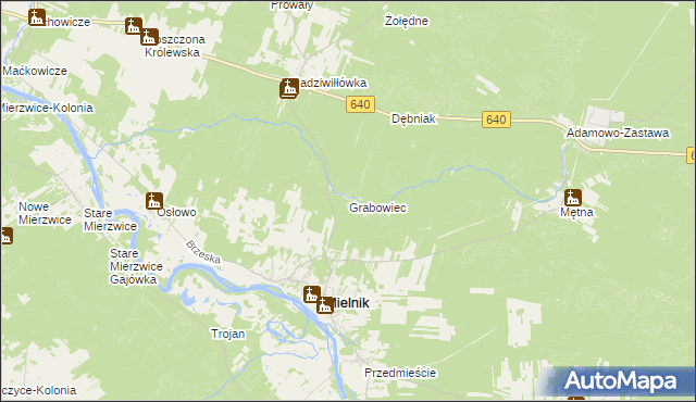 mapa Grabowiec gmina Mielnik, Grabowiec gmina Mielnik na mapie Targeo