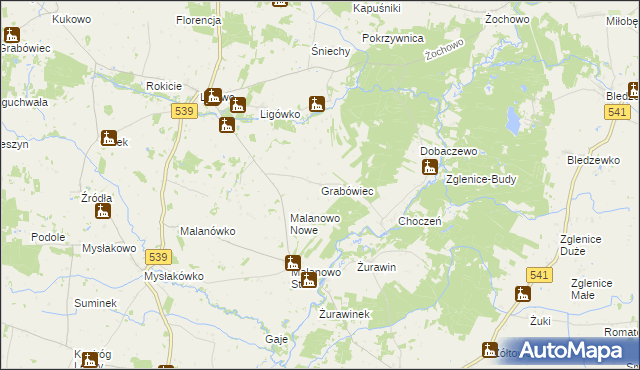 mapa Grabówiec gmina Mochowo, Grabówiec gmina Mochowo na mapie Targeo