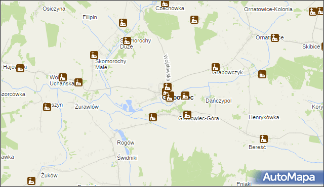 mapa Grabowiec powiat zamojski, Grabowiec powiat zamojski na mapie Targeo