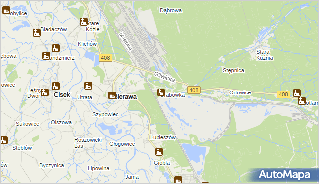 mapa Grabówka gmina Bierawa, Grabówka gmina Bierawa na mapie Targeo
