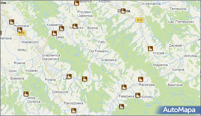 mapa Grabówka gmina Dydnia, Grabówka gmina Dydnia na mapie Targeo