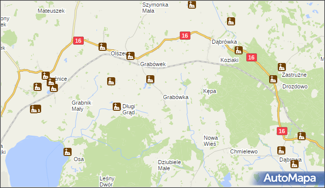 mapa Grabówka gmina Mikołajki, Grabówka gmina Mikołajki na mapie Targeo