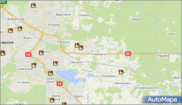 mapa Grabówka gmina Supraśl, Grabówka gmina Supraśl na mapie Targeo