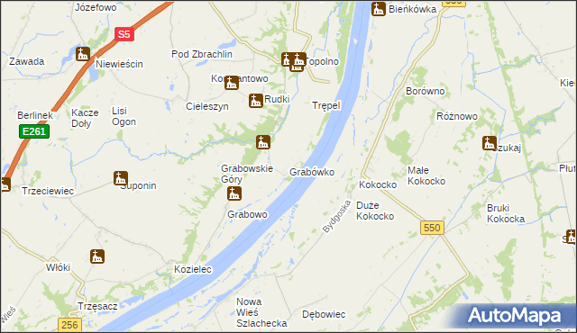 mapa Grabówko gmina Pruszcz, Grabówko gmina Pruszcz na mapie Targeo