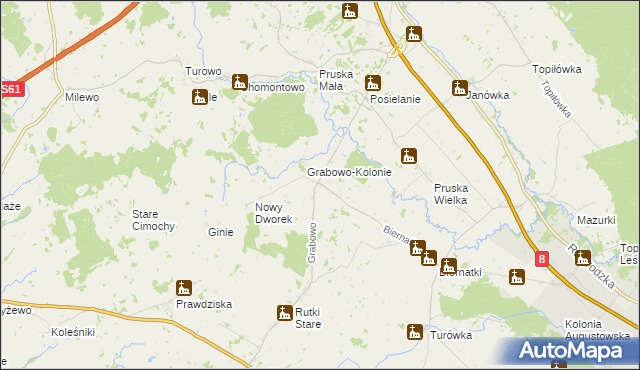 mapa Grabowo gmina Augustów, Grabowo gmina Augustów na mapie Targeo