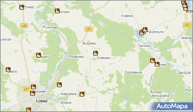 mapa Grabowo gmina Łobez, Grabowo gmina Łobez na mapie Targeo