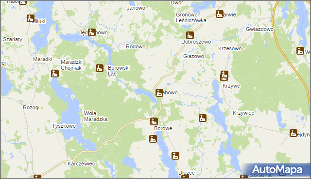 mapa Grabowo gmina Mrągowo, Grabowo gmina Mrągowo na mapie Targeo