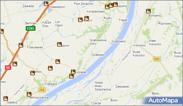 mapa Grabowo gmina Pruszcz, Grabowo gmina Pruszcz na mapie Targeo