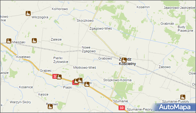 mapa Grabowo gmina Zawidz, Grabowo gmina Zawidz na mapie Targeo