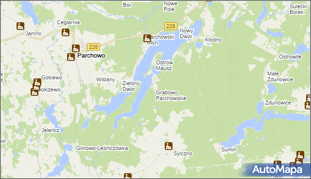 mapa Grabowo Parchowskie, Grabowo Parchowskie na mapie Targeo