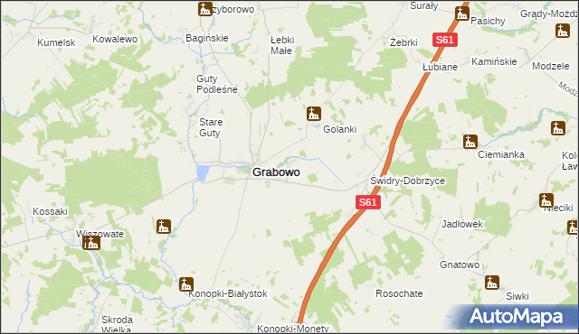 mapa Grabowskie, Grabowskie na mapie Targeo