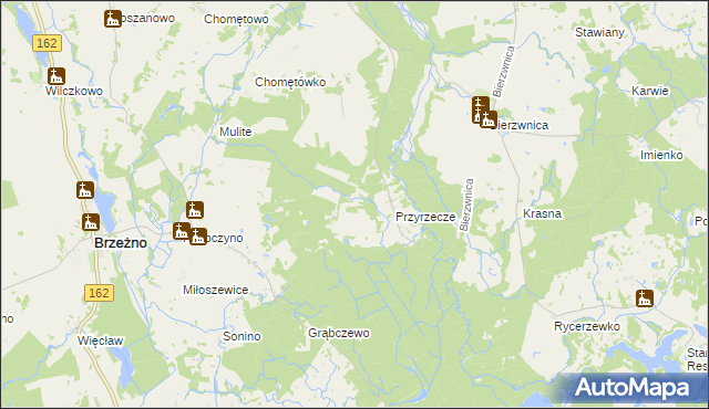 mapa Grądzkie gmina Brzeżno, Grądzkie gmina Brzeżno na mapie Targeo