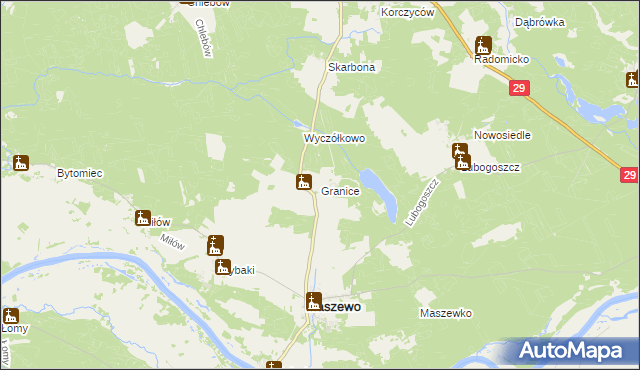 mapa Granice gmina Maszewo, Granice gmina Maszewo na mapie Targeo