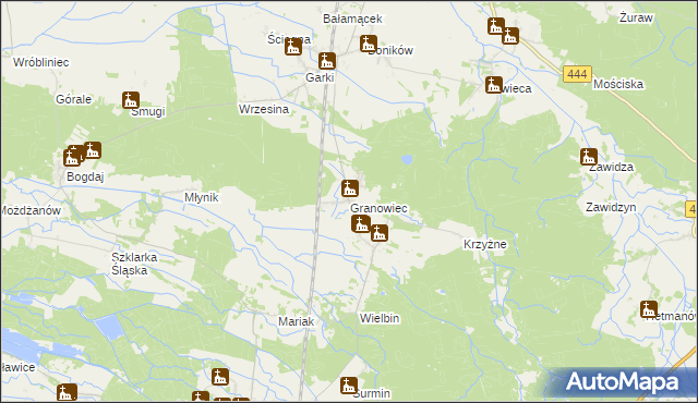 mapa Granowiec, Granowiec na mapie Targeo