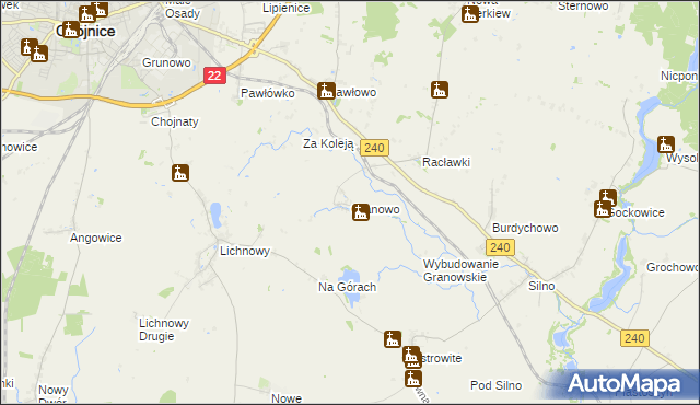 mapa Granowo gmina Chojnice, Granowo gmina Chojnice na mapie Targeo