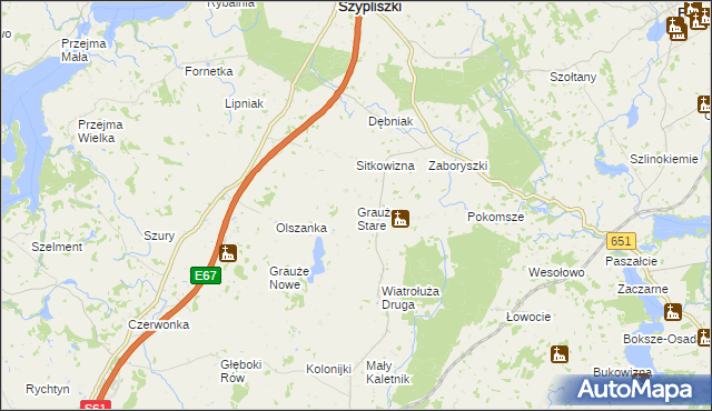 mapa Grauże Stare, Grauże Stare na mapie Targeo