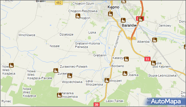 mapa Grębanin, Grębanin na mapie Targeo