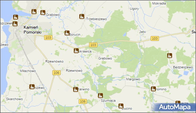 mapa Grębowo, Grębowo na mapie Targeo