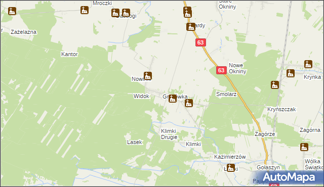 mapa Gręzówka, Gręzówka na mapie Targeo