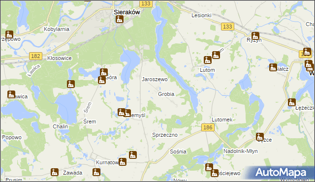 mapa Grobia, Grobia na mapie Targeo