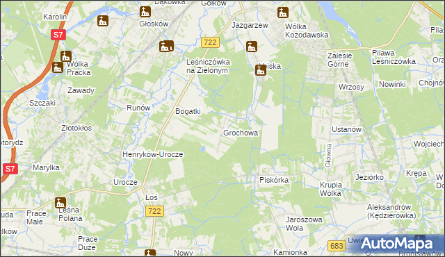 mapa Grochowa gmina Piaseczno, Grochowa gmina Piaseczno na mapie Targeo