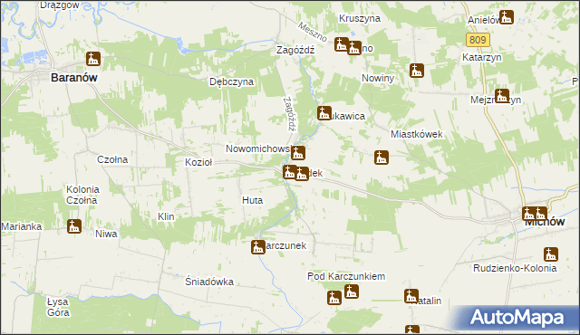 mapa Gródek gmina Baranów, Gródek gmina Baranów na mapie Targeo