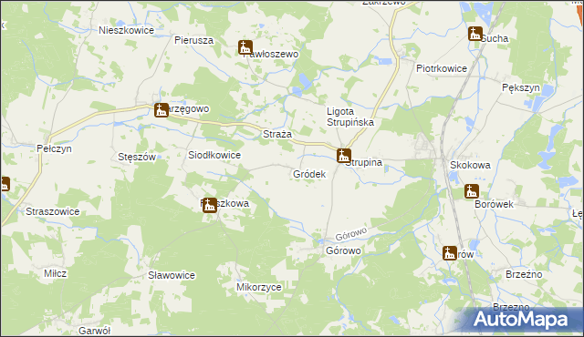 mapa Gródek gmina Wołów, Gródek gmina Wołów na mapie Targeo