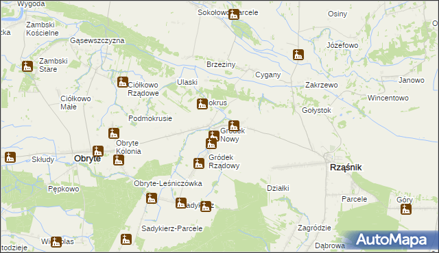 mapa Gródek Nowy, Gródek Nowy na mapie Targeo