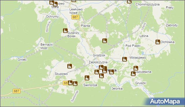 mapa Grodzisk gmina Narewka, Grodzisk gmina Narewka na mapie Targeo