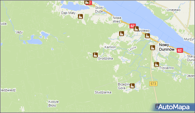 mapa Grodziska gmina Nowy Duninów, Grodziska gmina Nowy Duninów na mapie Targeo