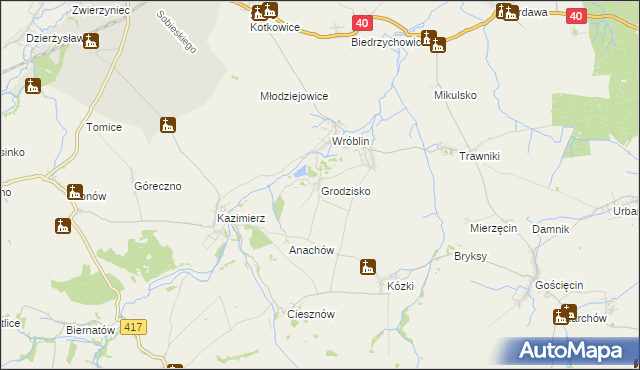 mapa Grodzisko gmina Pawłowiczki, Grodzisko gmina Pawłowiczki na mapie Targeo