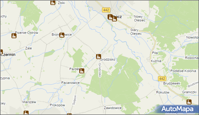 mapa Grodzisko gmina Pleszew, Grodzisko gmina Pleszew na mapie Targeo